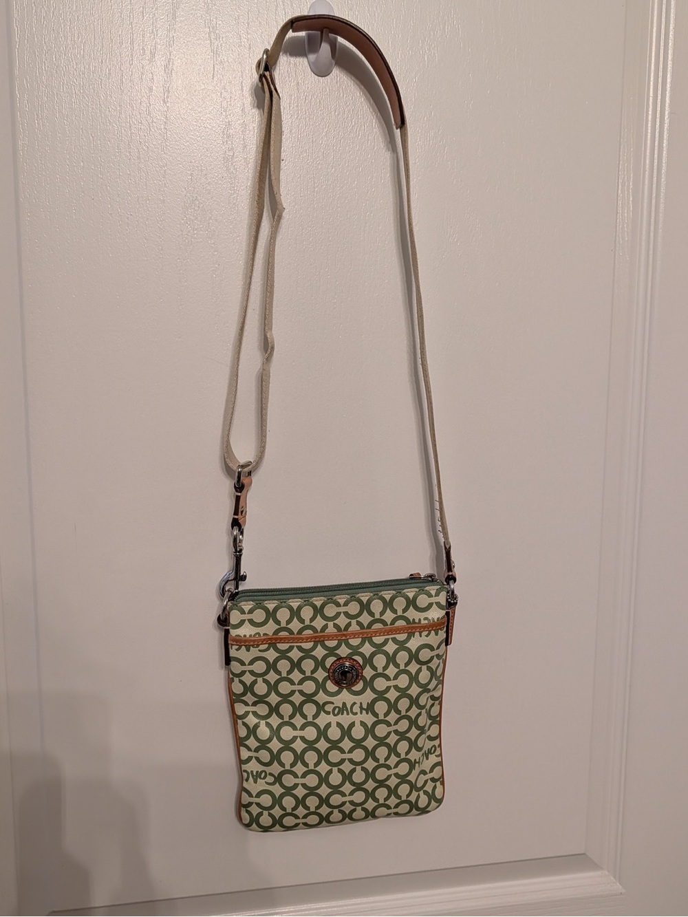 COACH Y2K Green Logo Leah Op Art Swingpack Crossbody Purse
